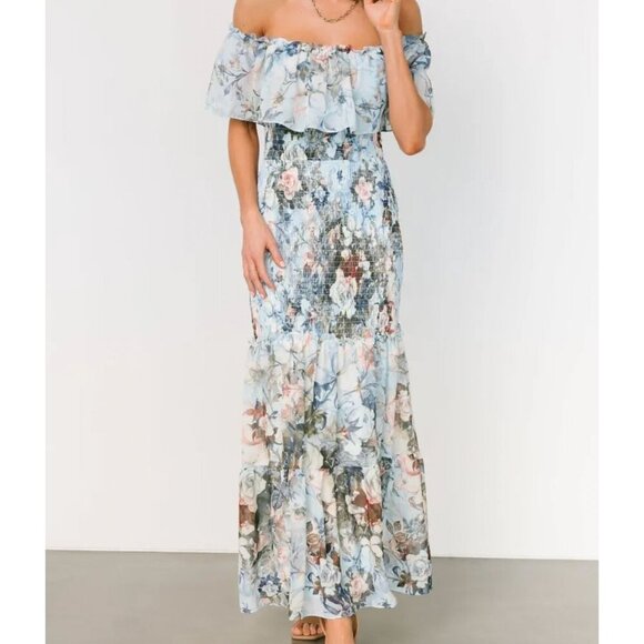 Baltic Born Amalfi Smocked Maxi Dress Blue Floral Size XL - Picture 1 of 8